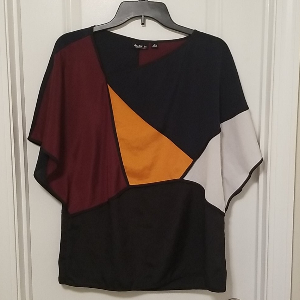Allen B. Asymmetrical Colorblock Blouse